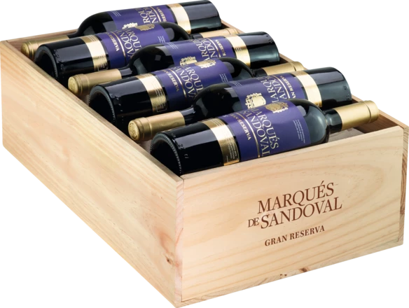 Marqués De Sandoval Gran Reserva Cariñena DO, Trälåda Med 12 Flaskor 1 Marqués De Sandoval Gran Reserva Cariñena DO, Trälåda Med 12 Flaskor